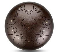 12 Inch 13 Notes Steel Tongue Drum, C Key Percussion Instrument With Sticks, Finger Sets, Carry Bag And English Tutorial, For Meditation, Music Therapy (Color : Brown)