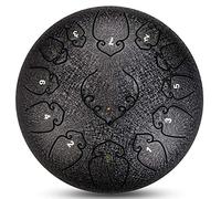 12 Inch 13 Notes Steel Tongue Drum, Portable Percussion Instrument With Sticks, Finger Sets, Carry Bag And English Tutorial, For Meditation, Music Therapy (Color : Black)