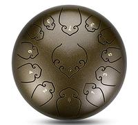 12 Inch 13 Notes Steel Tongue Drum, Portable Percussion Instrument With Sticks, Finger Sets, Carry Bag And English Tutorial, For Meditation, Music Therapy (Color : Brass)