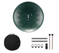 12 Inch 13 Tone Handpan Drum C Minor Steel Tongue Drum Percussion Instruments With Padded/Drum Bag And A Pair Mallets for recitals, concerts(Green)