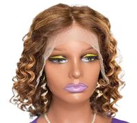 12 Inch 13x4 Short Curly Human Hair Wigs 180 Density Glueless Wigs Curly Bob for Women