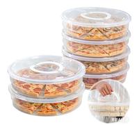 12 Inch 2 Compartments Round Pie Carrier Pizza Box Storage Container with Lid and Handles,Airtight Cover, BPA Free Container for Pies and Pastry Products