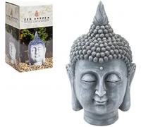 12’’ inch/ 30cm Resin Grey Stone Effect Buddha Head Statue Figurine Meditation Peace Sculpture Decoration Showpiece for Indoor Outdoor Home Office Yoga Livingroom Garden Décor Buddhist Ornament Temple