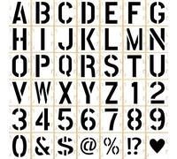 12 Inch 42 Pcs Reusable Letter Number Symbol Stencils, Plastic Painting Templates for Wood Wall Fabric Rock Chalkboard Signage School Door Porch DIY Art Craft Decoration Projects