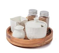 12 Inch Acacia Wood Lazy Susan Organizer for Cabinet, Lazy Susan Turntable for Countertop Table Pantry, Kitchen Turntable Storege Container