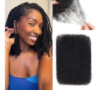 12 Inch afro kinky-curly human hair bulk for Dreadlock Extensions and Twist Braiding 100% Human Hair Repair Locs 50g/Pack Afro Kinkys Bulk Human Hair(Natural Black, 12INCH (50g))