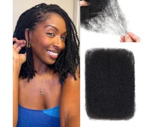 12 Inch afro kinky-curly human hair bulk for Dreadlock Extensions and Twist Braiding 100% Human Hair Repair Locs 50g/Pack Afro Kinkys Bulk Human Hair(Natural Black, 12INCH (50g))