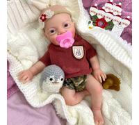 12 Inch Anatomically Correct Twin Reborn Dolls Boy & Girl, Hand Painted Makeup Open Mouth for Feeding, Full Silicone Washable Body, Cute Playmate Gift for Kids (Girl*1)