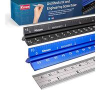 12-Inch Architectural and Engineering Scale Ruler Set (Imperial) | Laser-Etched Aluminum Triangular Drafting Tool | for Architect and Civil Engineer Blueprints | Standard Metal Ruler Included