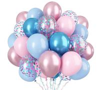 12 Inch Baby Pink Blue Latex Balloons with Metallic Pink Blue Confetti Balloons Set for Wedding Birthday Shower Party Decoration(BB-BL)