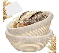 12 Inch Banneton Bread Proofing Basket Set - French Style Artisan Sourdough Bread Bakery Basket Brotform Cloth Liner Included - 100% Natural Rattan