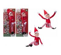 12 Inch Bendable Christmas Elf Figure With Vinyl Head On Card Assorted Designs
