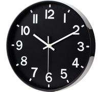 12 Inch Black Wall Clock Modern Design Battery Operated With Silent Quartz Movement