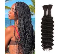 12 Inch Boho Braids Human Hair Extensions 100g Human Braiding Hair For Micro Briads Wet And Wavy Deep Wave Bundles Human Hair For Women (black#, 12 Inch(50g/Bundle x2))