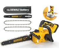 12 Inch Brushless Electric Chainsaw Cordless, for Dewalt Battery 20V, Compact Chain Saw with 44.3 FT/S Powerful Cutting, Auto Oiler Low Kickback Battery Powered Chainsaw for Tree Trimming Wood Cutting