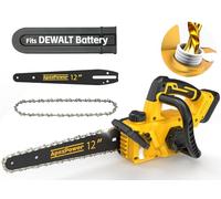 12 Inch Brushless Electric Chainsaw Cordless, for Dewalt Battery 20V, Compact Chain Saw with 44.3 FT/S Powerful Cutting, Auto Oiler Low Kickback Battery Powered Chainsaw for Tree Trimming Wood Cutting