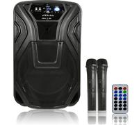 12 Inch Busker PA with VHF Mics Media Player USB SD FM Bluetooth and Battery