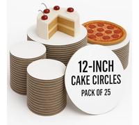 12 Inch Cake Circle Pizza and Pie Circle High Quality Sturdy White Corrugated Cardboard Cake Circles 12 inch 100% Food Safe 12 inch Cake Boards Round Cake Board 12 inch (Pack of 25) Thick Cardboard