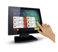 12-Inch Capacitive Multi-Touch POS TFT LED Touchscreen Monitor, True Flat Seamless Design with Adjustable POS Stand for Retail Restaurant, HDMI & VGA Inputs, High Resolution 1024 x 768