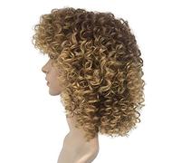 12 Inch Curly Wigs For Women Short Curly Hair Real Hair Blonde Wigs Black Synthetic Lace Front Jerry Curl Bob Wigs (0702A-Gold, One Size)