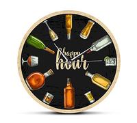 12 Inch Decorative Wall Clock Wine Time Beer O'Clock Drinker Alcohol Gifts Winery Art Booze Pub Bar Wine Shop Restaurant Printed Wall Clock Watch For Home Wall Decor