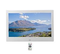 12-inch digital photo frame, metal photo frame can be plugged into USB or SD electronic photo frame, high-definition display with remote control, video and music support, slide show (Color : Silver)