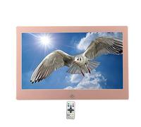 12-inch digital photo frame, metal photo frame can be plugged into USB or SD electronic photo frame, high-definition display with remote control, video and music support, slide show (Color : Rose gol