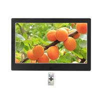 12-inch digital photo frame, metal photo frame can be plugged into USB or SD electronic photo frame, high-definition display with remote control, video and music support, slide show (Color : Black)