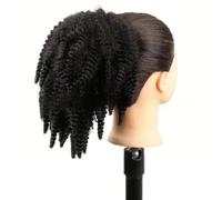12 Inch Drawstring Ponytail Afro Kinky Curly for Black Women,Short Wave Synthetic Ponytails Hair Extension for Daily Use(Brown)