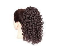 12 Inch Drawstring Ponytail for Women Synthetic Long Afro Curly Fluffy Elegant or Chic Look(Brown black)