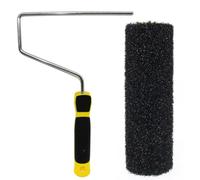 12-inch Drywall Compound Roller Brush with 1/2-inch Thick Mesh Polypropylene Pile for Quick Even Texture Application on Walls Plus Ceilings - Form-Fitting Soft-Grip Handle Nickel-Plated Steel Core