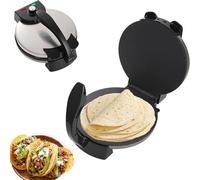 12 Inch Electric Tortilla and Roti Maker Press - Non-Stick Surface, Adjustable Temperature, Compact Flatbread MachineSilver,One Size