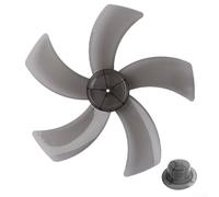 12 Inch Fan Blades Replacement With Nut Cover, Five Leaf Plastic Propeller For 280mm Pedestal And Desk Fans, Black(Black)