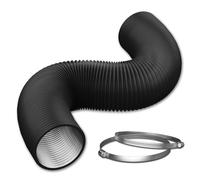 12 Inch Flexible Ducting Hose 12 Feet Black Aluminum Ducting -4 Layer Protection Dryer Vent Hose for HVAC Heating Cooling Ventilation and Exhaust, 2 Clamps Included