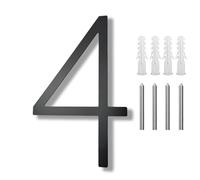 12 Inch Floating House Numbers with Screws Modern Metal Stainless Steel Door Number Black Mailbox Address Sign, for Office Apartment Wall Decor Garden Plaque Yard Hotel Exterior Decorative(4)
