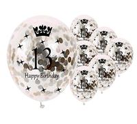12 inch Happy Birthday Confetti Balloons Premium Quality Age Printed Balloons Birthday Party Decoration Themes Pack of 10 Silver colour 13th Birthday