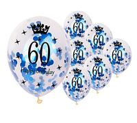 12 inch Happy Birthday Confetti Balloons Premium Quality Age Printed Balloons Birthday Party Decoration Themes Pack of 10 Blue colour 60th Birthday