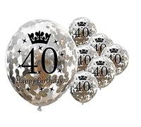12 inch Happy Birthday Confetti Balloons Premium Quality Age Printed Balloons Birthday Party Decoration Themes Pack of 10 Silver colour 40th Birthday