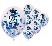 12 inch Happy Birthday Confetti Balloons Premium Quality Age Printed Balloons Birthday Party Decoration Themes Pack of 10 Blue colour 25th Birthday
