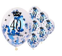 12 inch Happy Birthday Confetti Balloons Premium Quality Age Printed Balloons Birthday Party Decoration Themes Pack of 10 Blue colour 40th Birthday