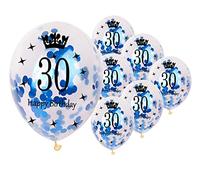 12 inch Happy Birthday Confetti Balloons Premium Quality Age Printed Balloons Birthday Party Decoration Themes Pack of 10 Blue colour 30th Birthday