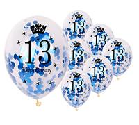 12 inch Happy Birthday Confetti Balloons Premium Quality Age Printed Balloons Birthday Party Decoration Themes Pack of 10 Blue colour 13th Birthday