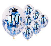 12 inch Happy Birthday Confetti Balloons Premium Quality Age Printed Balloons Birthday Party Decoration Themes Pack of 10 Blue colour 10th Birthday