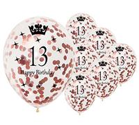 12 inch Happy Birthday Confetti Balloons Premium Quality Age Printed Balloons Birthday Party Decoration Themes Pack of 10 Rose Gold colour 13th Birthday