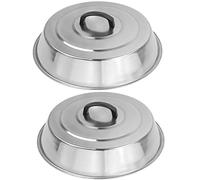 12 Inch Heavy Duty Cheese Melting Dome Wok Lids - Stainless Steel Griddle Grill Accessories - Durable Round Basting, Steaming Cover - Heat Resistant Handle for Flat Top Griddle Grill- 2 Domes