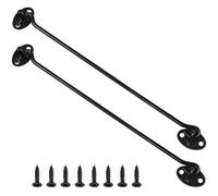 12 Inch Hook and Eye Latch, 2 Pack Black Cabin Hooks Stainless Steel Eye Gate Latch Easy Lock, 30cm Long Sliding Door Hook Barn Door Catch with Screws for Outdoor Garden Shed Patio Window Wooden Gates