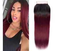 12 Inch Human Hair Closure Ombre Pre Plucked With 4X4 Lace Closure 12A High Density Straight Brazilian Virgin Hair Raw Remy HumanHair Only Short 1B/99J