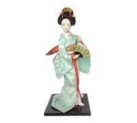12 Inch Japanese Geisha Lady Statuette, Antique Japanese Ethnic Kabuki Oriental Dolls, Asian Geisha Doll for Table, Light Green