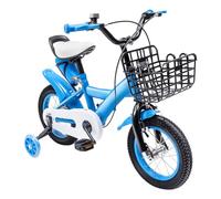 12 Inch Kids Bike with Training Wheels and Bicycle Bell Beginner Children Bicycle with Adjustable Seat and Armrest Height and Bike Bell Carbon Steel Kids Bikes for 2-4 Year Olds,Dual Brakes (Blue)