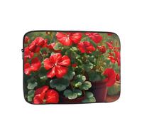 12 Inch Laptop Handbag, Minimalist Style Red Geraniums Print Design Lightweight Portable For Daily Commute Work